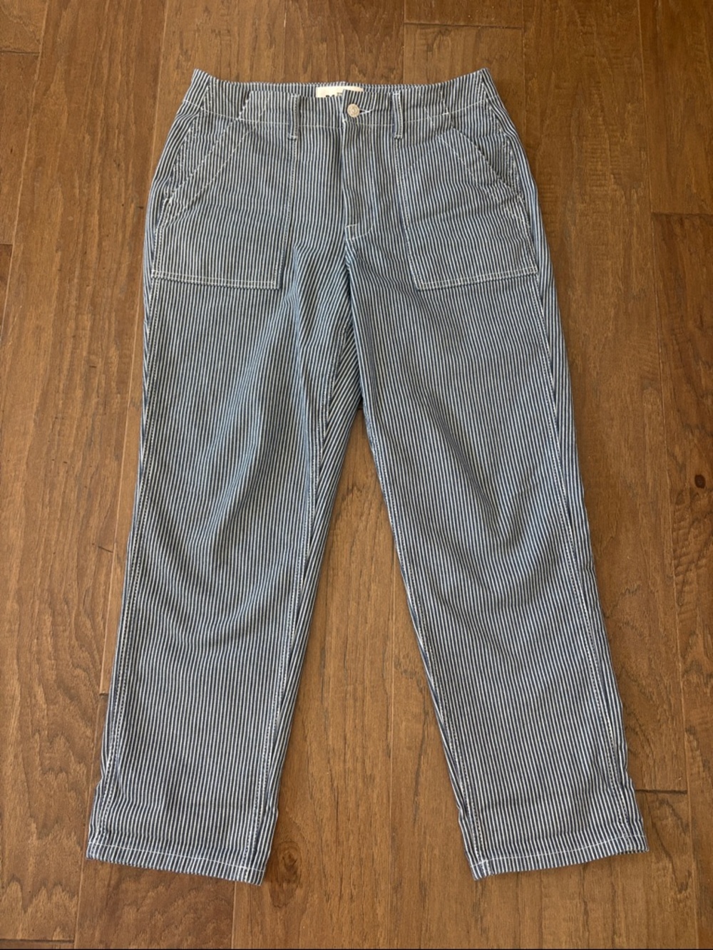 Boden Striped Straight Leg Carpenter Jeans. Size 8.